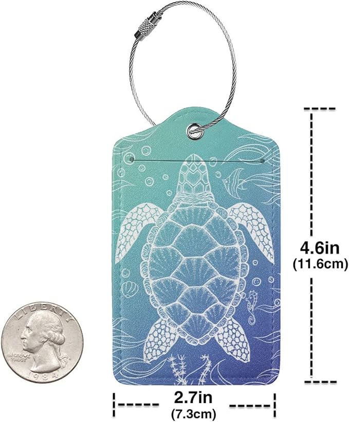 2 Pack Sea Turtle Luggage Tag for Suitcases, Cute Turtle Theme Party - Image 2