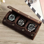 Genuine Leather Watch Roll Travel Case, 3 Slots Vintage Full Grain Leather - Image 5