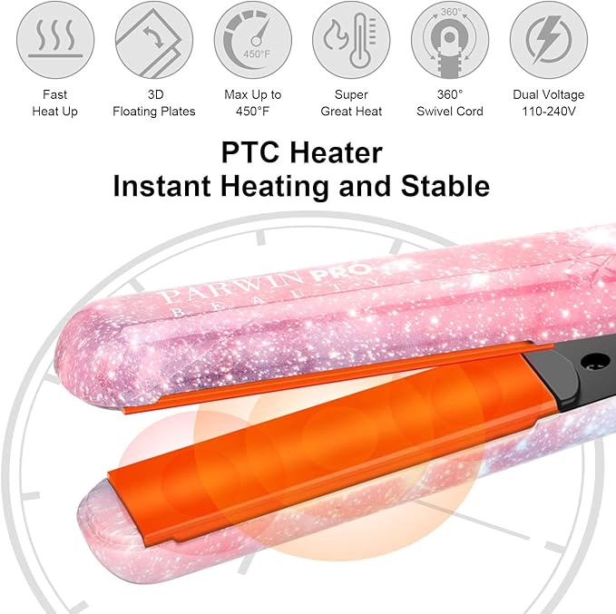 PARWIN PRO BEAUTY Hair Styling Set Valentine Gift - 1875w Professional Hair Dryer - 1 Inch Titanium Curling Iron- 1 Inch Anti-Static Hair Straightener- Negative Ionic Technology - Pack of 3