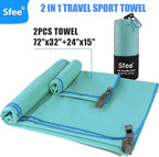 Sfee XL Microfiber Towel, Quick Dry Beach Towel Set 2 Pack - Image 3