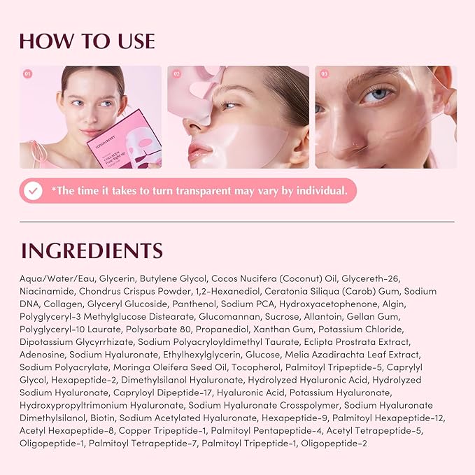 EQQUALBERRY Collagen Pore-Tight Up Mask - PDRN & Low Molecular Collagen for Pore Minimizing and Firming | Korean Collagen Face Mask for Glass Skin, 4 Sheets, 1.01 OZ.
