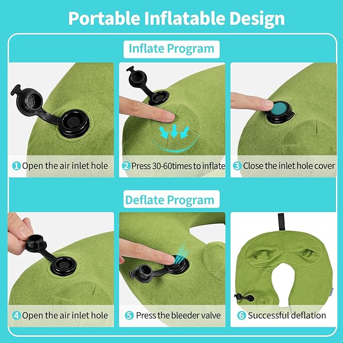 2 Pack Inflatable Travel Neck Pillows - Image 4