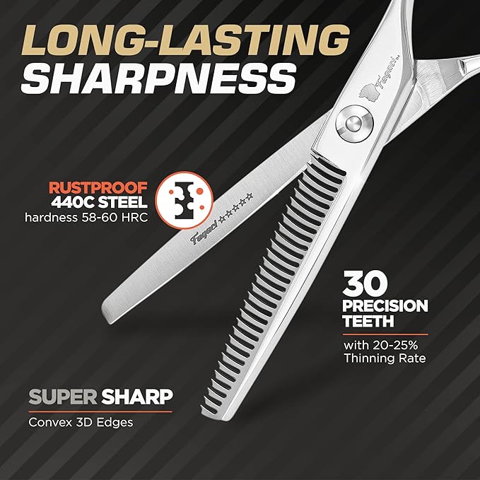 Fagaci Professional Hair Clippers, Hair Scissors & Hair Trimmer Set with Extreme Precise Cut, Cordless Hair Clippers for Men Professional, Barber Clippers 440C, Hair Trimmers for Men, Hair Shears