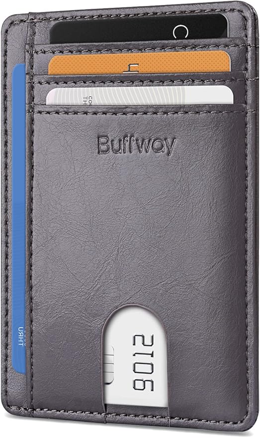 Buffway Slim Minimalist Front Pocket RFID Blocking Leather Wallets by Buffway