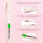 ANGENIL Pro Hair Straightener and Curler 2 in 1, Twist Flat Iron Hair Straightener for Women, Dual Voltage Round Pink Flat Iron with Anti-Scalding Silicone Mat, 11 Adjustable Temp for All Hair Types