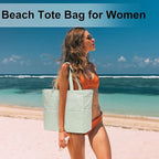LEDAOU Large Beach Tote Bag Women Waterproof Sandproof Zipper Beach Tote Bag - Image 6