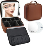 Travel Makeup Bag with LED Mirror and 10x magnifying glass with 3 Lighted by Unknown