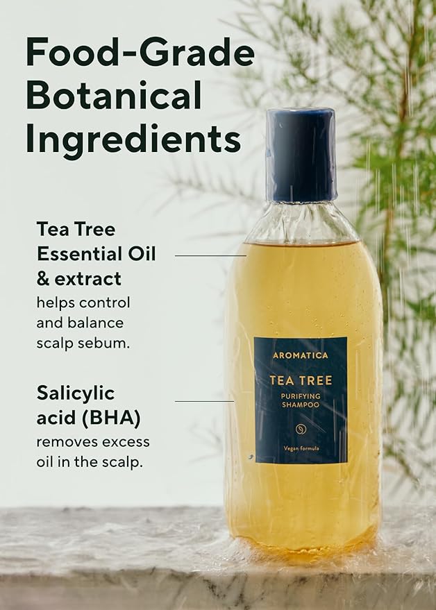 AROMATICA Tea Tree Purifying Shampoo 13.53fl.oz./400ml, Tea Tree Shampoo - Image 3