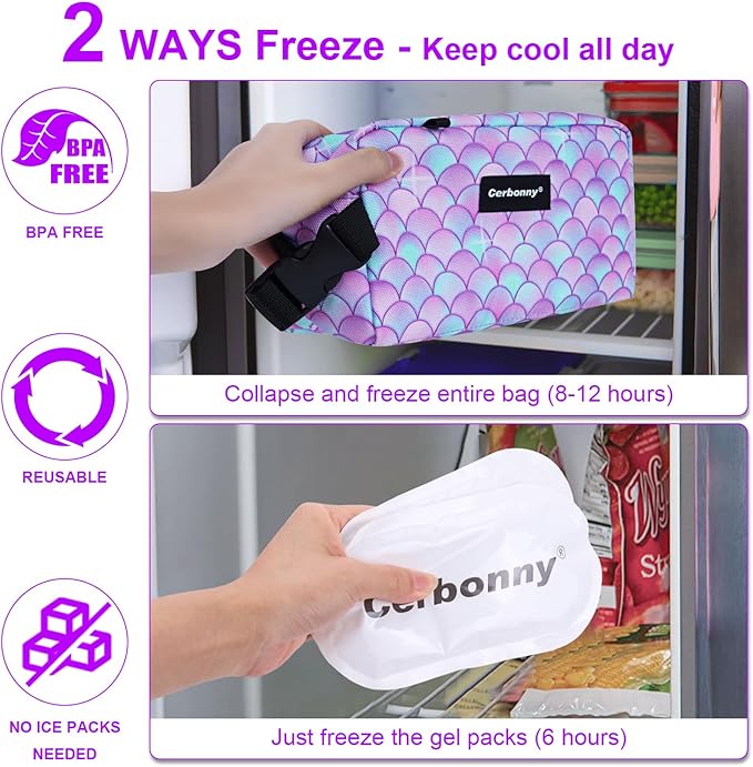 Cerbonny Freezable Cooler Bag for Work/School/Travel - Image 3