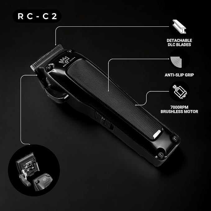 Royal Clips Hair and Beard Fade Kit 2.0 – Professional Clipper, Trimmer & Foil Shaver Bundle for Men, Complete Haircut Set for Barbers – Ideal Holiday Gift for Men, Fathers, Brothers & Barbers - Black