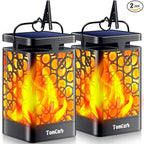 TomCare Solar Lanterns Outdoor Upgraded Flickering Flame Waterproof Hanging by TomCare