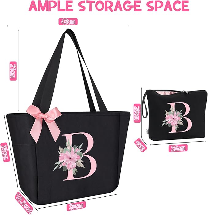 Vavabox Tote Bag, A-Z Initial Monogrammed Waterproof Tote Bag, Bridesmaid Gifts - Image 3