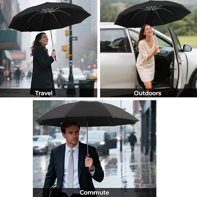 LLanxiry Compact Travel Umbrella, Mini Windproof Umbrellas - Image 8