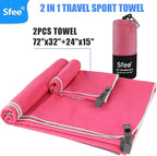 Sfee 2 Pack Microfiber Travel Towel, Quick Dry Towel Camping Towel Large Beach - Image 3