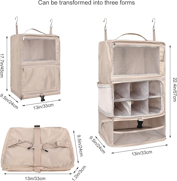 TABITORA Travel Portable Hanging Shelves Closet Organizer Packing Luggage - Image 3