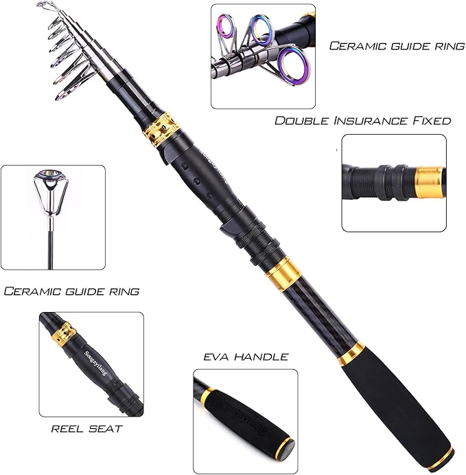 Sougayilang Fishing Rod Reel Combos Carbon Fiber Telescopic Fishing pole - Image 4