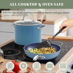 Nuwave Healthy Duralon Blue Ceramic Nonstick Coated 9pc Cookware Set, - Image 4