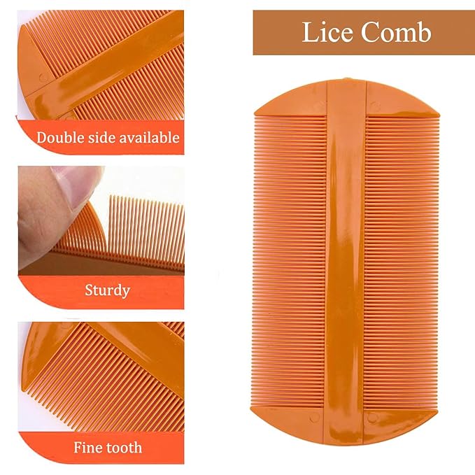 Dandruff Comb Fine Tooth Scalp Detox Comb Lice for Women, Men & Kids Stainless Steel Scalp Detoxing, Sweep & Massage Hair Brush Tool for Hair Care (Black+Orange)