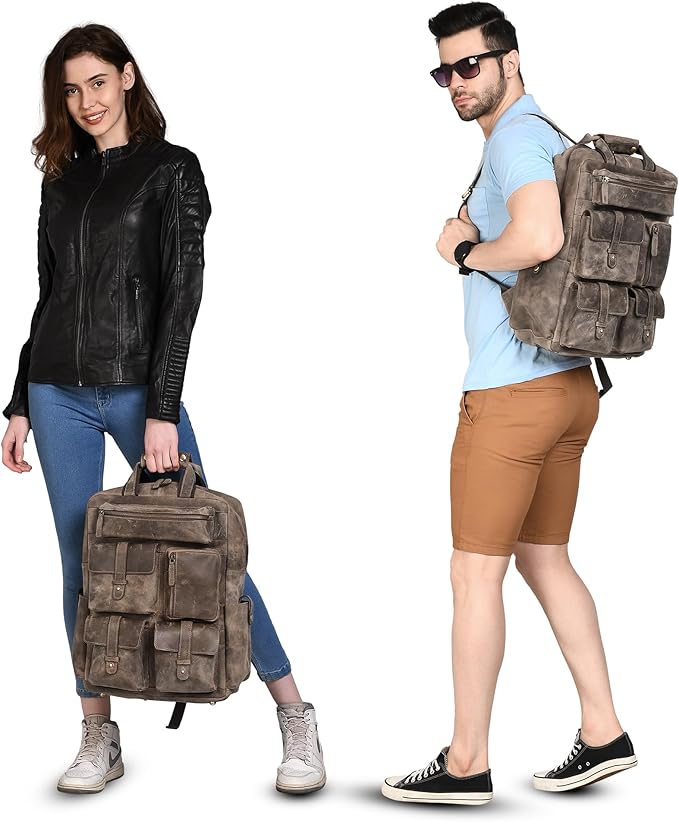 Handmade Leather Backpack for Men and Women, 15.6 Inch Laptop Bag, Genuine - Image 2