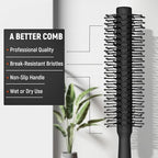 3PCS Comb Set Hair Combs for Men, Fine and Wide Tooth comb, Roller Brush for Adding Volume, Hair Styling mens comb for Styling and Grooming, Frosted Texture