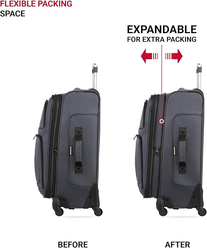 SwissGear Sion Softside Expandable Luggage, Dark Grey, 2-Piece Set - Image 5