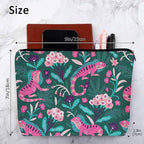 Lizard Cosmetic Travel Bag For Toiletries, Tropical Animal Floral Lizard Makeup Bag Toiletry Bags For Women, Flax Cosmetic Bags Make Up Bag Purse Toiletries Bag Birthday Gift