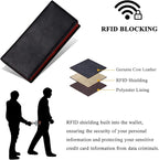 VISOUL Mens Leather Long Bifold Checkbook Wallets - Image 4