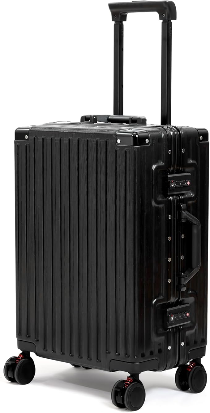 26 Inch Checked Luggage with Spinner Wheels, No Zipper Aluminum Frame Hard by VentureVault
