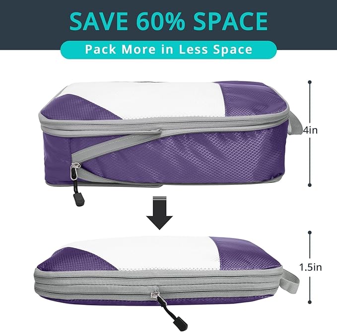 Compression Packing Cubes 6 Set, Compressible Space-Saving Packing Cubes - Image 2