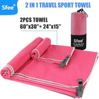 Sfee 2 Pack Microfiber Travel Towel, Quick Dry Towel Camping Towel Large Beach - Image 3