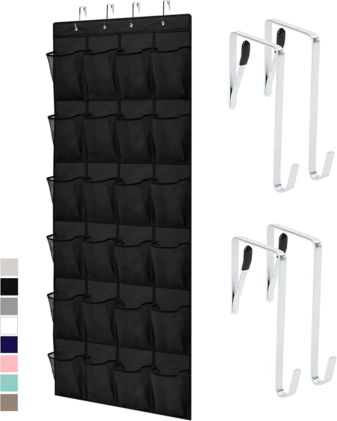 GORILLA GRIP Over the Door Shoe Organizer, 24 Large Breathable Mesh Pockets by GorillaGrip