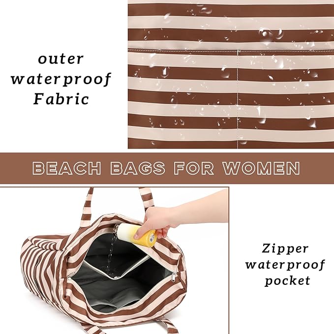 LEDAOU Beach Bag Waterproof Sandproof Women Tote Bag Pool Bag - Image 4