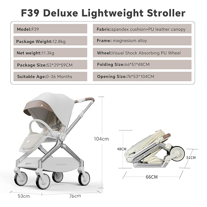 Hot Mom Baby Lightweight Stroller, Intelligent Seat Reversing，Double Brake and - Image 6