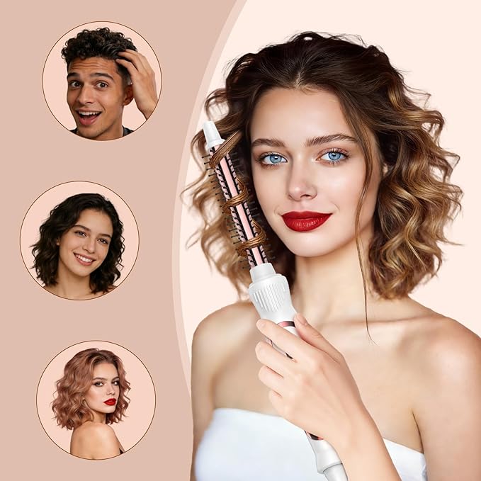 Thermal Brush 0.5 Inch Curling Iron Volumizing Heated Round Brush 1/2 Inch Ceramic Tourmaline Heated Hot, Multifunctional Styler Curling Wand (White, 0.5 inch)