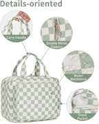 Narwey Hanging Toiletry Bag for Women Travel Checkered Makeup Bag Organizer - Image 5