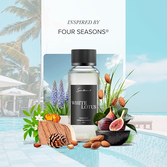 Scentiment Diffuser Oil - White Lotus | Aromatherapy Home Fragrance | Inspired by 5-Star Hotels | Luxurious Scent with Notes of Wild Fig, Vetiver, Almond, Sandalwood (50 mL)