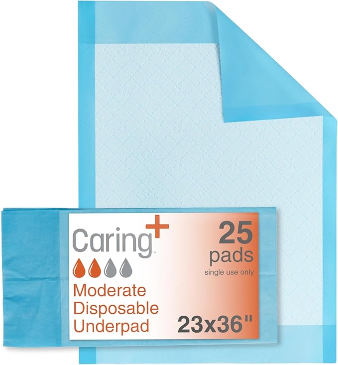 Caring Disposable Underpads, Baby Changing Liner Pads, Moderate Absorbency by Caring