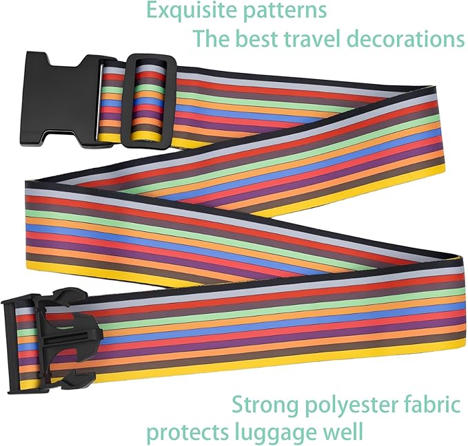 Stripes Luggage Straps for Suitcases, Adjustable Luggage Travel Belt to Keep - Image 4
