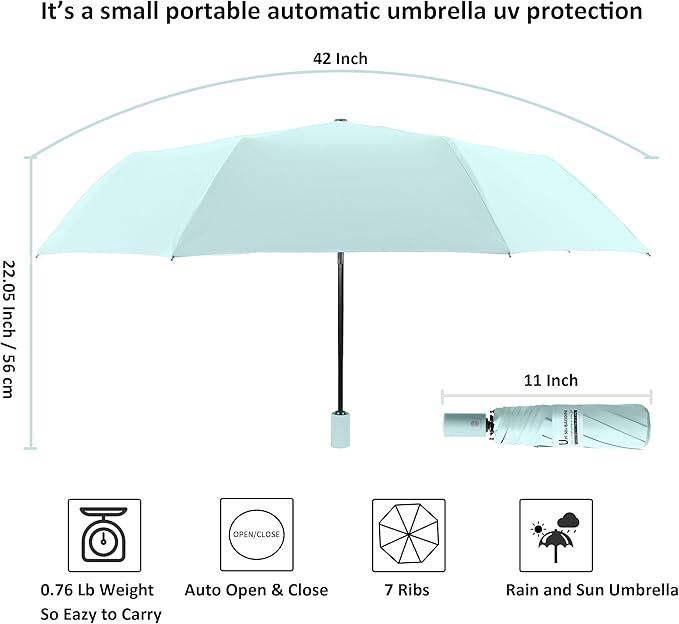 BAODINI Small UV Protection Travel Umbrella Compact - Image 6
