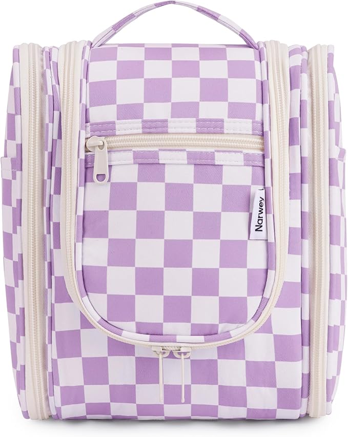 Narwey Small Checkered Hanging Travel Toiletry Bag - Image 2