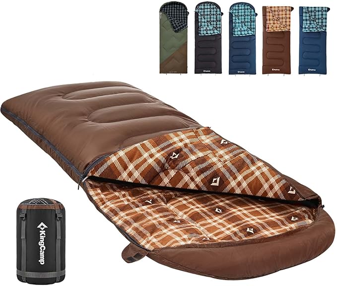 KingCamp Sleeping Bag for Adults, Cold Weather & Warm XL Big and Tall Flannel by KingCamp