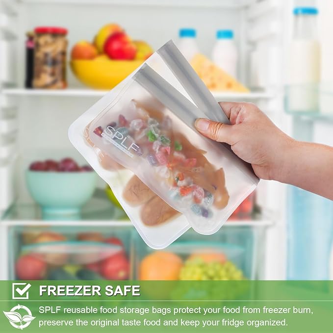 SPLF 10 Pack Reusable Sandwich Bags Dishwasher Safe, Reusable Quart Freezer Bags - Image 5