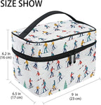 Makeup Train Case Winter Sports Skiers Carrying Portable Zip Travel Cosmetic Brush Bag Organizer Large for Women