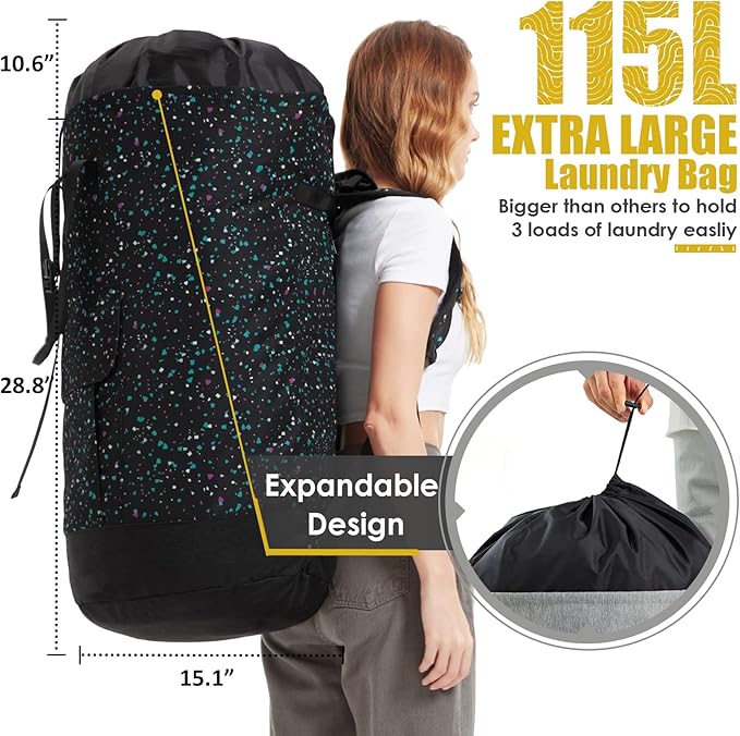 College Laundry Bag, 115L Extra Large Laundry Backpack - Image 3