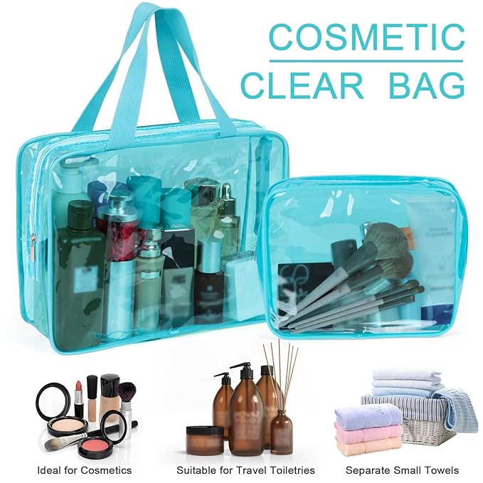 APREUTY Clear Makeup Bags, TSA Approved 6 Pcs Cosmetic Makeup Bags Set Clear PVC - Image 4