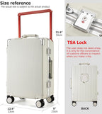 feilario 20'' Aluminum Frame Wide Handle PC Hardside Carry On Luggage - Image 4