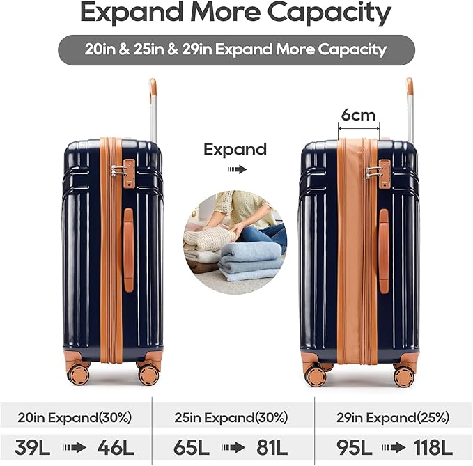 GinzaTravel Luggage Sets 3-Piece Expandable Suitcases - Image 3