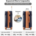 GinzaTravel Luggage Sets 3-Piece Expandable Suitcases - Image 3