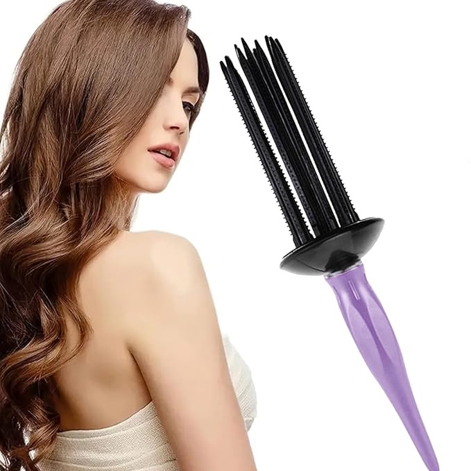 Practical Round Curling Comb Curl Defining Brush Hair Styling Tool for Women for Perfect Hairstyles for Casual Wear or Special Events (purple)