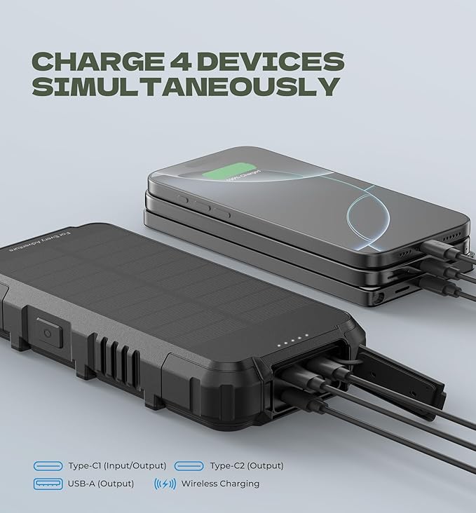 Dexnor Solar Charger Power Bank 27, 65W PD3.0 & QC3.0 Fast Charging Powerbank - Image 3